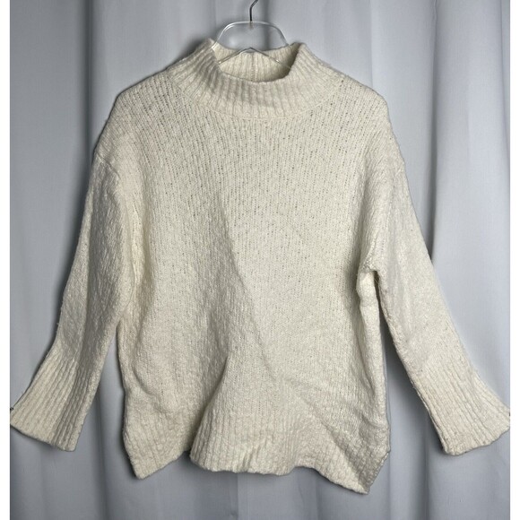 VINCE Wool Blend Nubby Turtleneck Sweater In Cream Sz Lg New - Picture 4 of 7